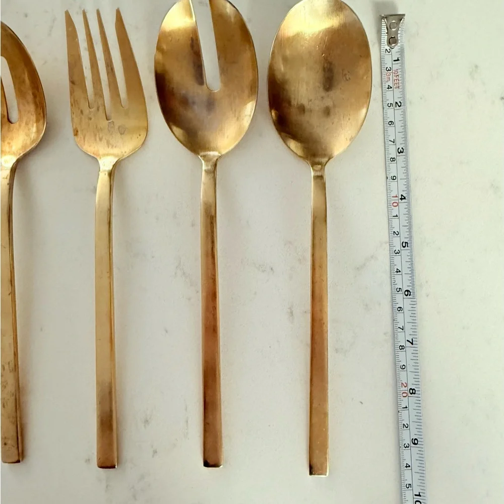 ‼️LAST CHANCE‼️ West Elm Gold Flatware Serving Set, TWO Sets, 5 PIECES